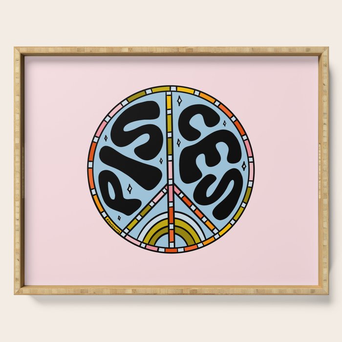 Pisces Peace Sign Serving Tray Gallery Image 1
