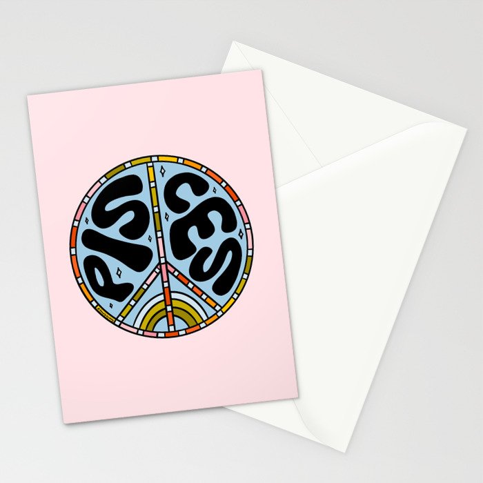 Pisces Peace Sign Stationery Card Gallery Image 2