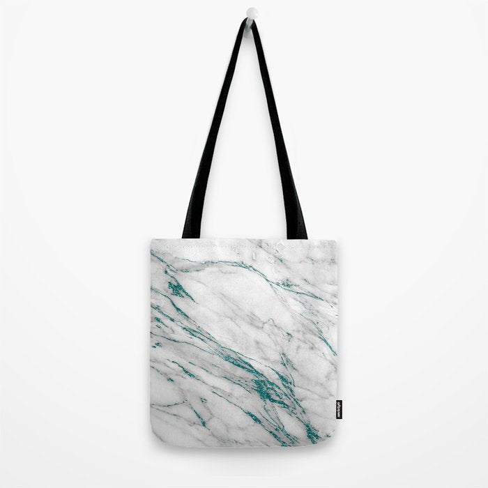 Gray Marble Aqua Teal Metallic Glitter Foil Style Tote Bag Gallery Image 2
