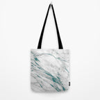 Gray Marble Aqua Teal Metallic Glitter Foil Style Tote Bag Gallery Image 2