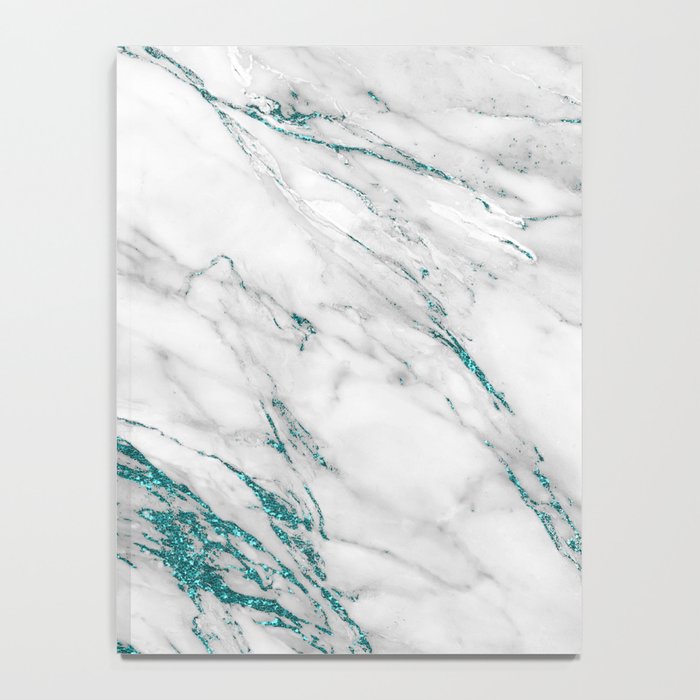 Gray Marble Aqua Teal Metallic Glitter Foil Style Notebook Gallery Image 4