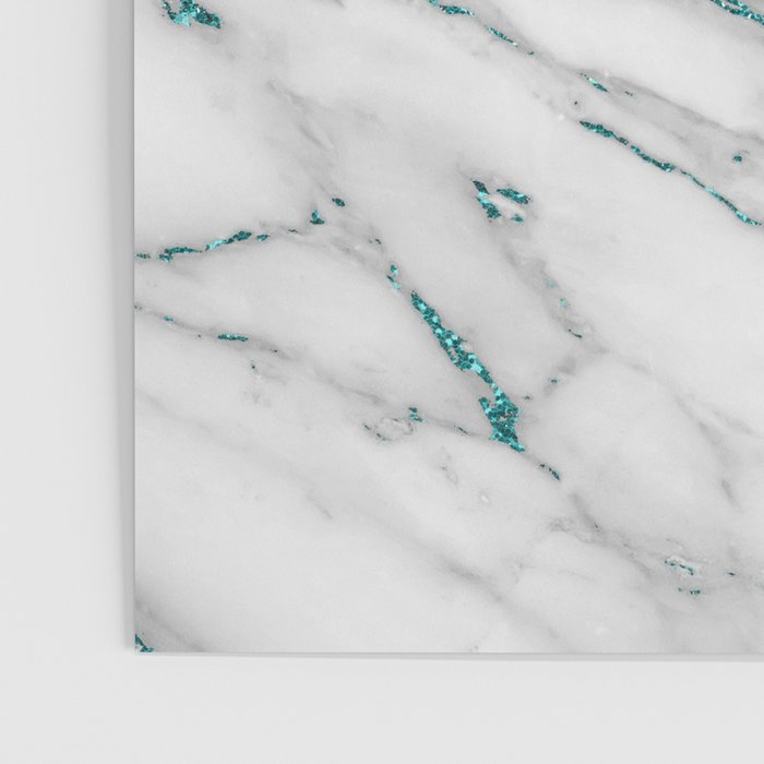 Gray Marble Aqua Teal Metallic Glitter Foil Style Poster Gallery Image 3
