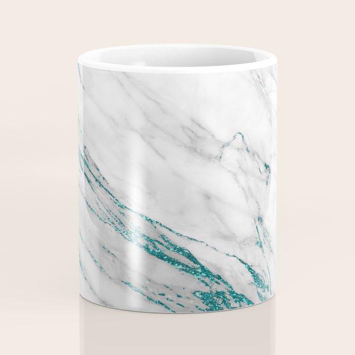 Gray Marble Aqua Teal Metallic Glitter Foil Style Coffee Mug Gallery Image 4