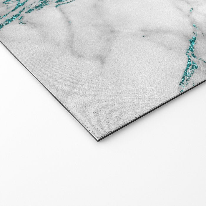 Gray Marble Aqua Teal Metallic Glitter Foil Style Welcome Mat Gallery Image 2