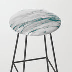 Gray Marble Aqua Teal Metallic Glitter Foil Style Stool Gallery Image 2