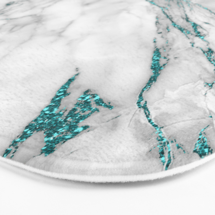 Gray Marble Aqua Teal Metallic Glitter Foil Style Bath Mat Gallery Image 3
