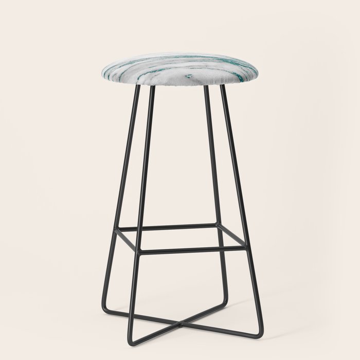 Gray Marble Aqua Teal Metallic Glitter Foil Style Stool Gallery Image 1