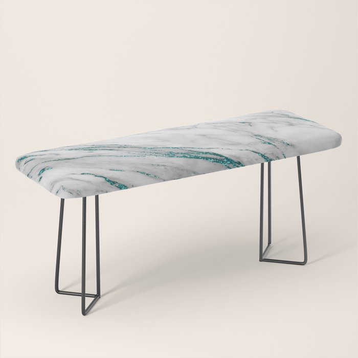 Gray Marble Aqua Teal Metallic Glitter Foil Style Bench Gallery Image 1