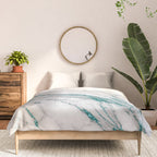 Gray Marble Aqua Teal Metallic Glitter Foil Style Comforter Gallery Image 3