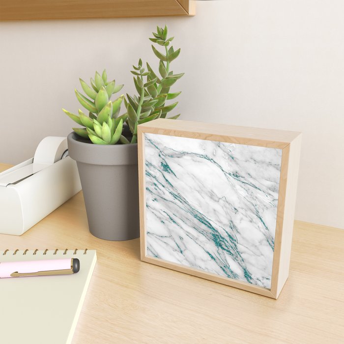 Gray Marble Aqua Teal Metallic Glitter Foil Style Mini Art Print Gallery Image 2