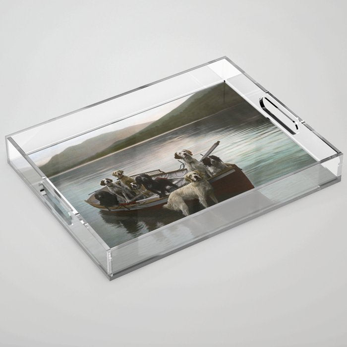 Dogs on a boat II color canine photograph portrait - photographs - photography Acrylic Tray Gallery Image 1