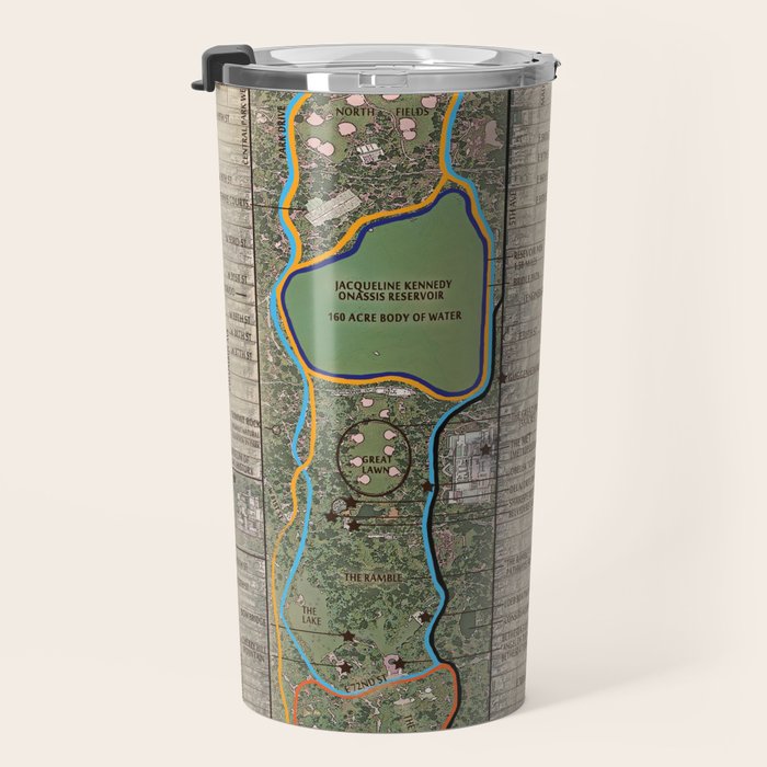 NYC's Central Park [Vintage Inspired] "San Remo" Running route map Travel Mug Gallery Image 3