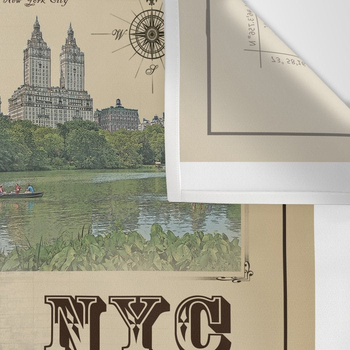 NYC's Central Park [Vintage Inspired] "San Remo" Running route map Wall Tapestry Gallery Image 3