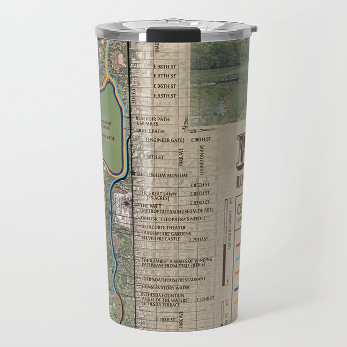 NYC's Central Park [Vintage Inspired] "San Remo" Running route map Travel Mug Gallery Image 1
