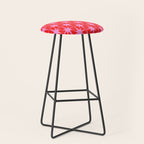 Atomic Stars Mid Century Modern Pattern in Preppy Pink and Red Stool Gallery Image 1