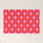 Atomic Stars Mid Century Modern Pattern in Preppy Pink and Red Welcome Mat Gallery Image 1