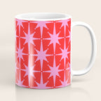 Atomic Stars Mid Century Modern Pattern in Preppy Pink and Red Coffee Mug Gallery Image 1