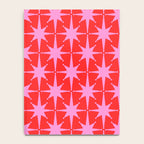 Atomic Stars Mid Century Modern Pattern in Preppy Pink and Red Notebook Gallery Image 4