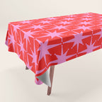 Atomic Stars Mid Century Modern Pattern in Preppy Pink and Red Tablecloth Gallery Image 1