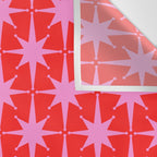Atomic Stars Mid Century Modern Pattern in Preppy Pink and Red Wall Tapestry Gallery Image 3