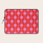 Atomic Stars Mid Century Modern Pattern in Preppy Pink and Red Laptop Sleeve Gallery Image 1
