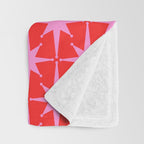 Atomic Stars Mid Century Modern Pattern in Preppy Pink and Red Throw Blanket Gallery Image 3