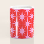Atomic Stars Mid Century Modern Pattern in Preppy Pink and Red Coffee Mug Gallery Image 4