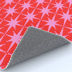 Atomic Stars Mid Century Modern Pattern in Preppy Pink and Red Rug Gallery Image 4