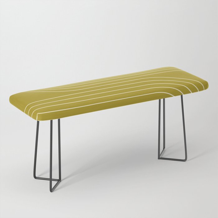 Minimal Line Curvature XVII Chartreuse Mid Century Modern Arch Abstract Bench Gallery Image 1