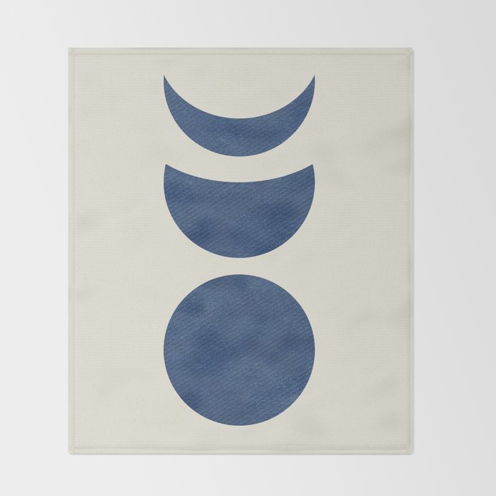 Lunar Phase - Blue Throw Blanket Gallery Image 2