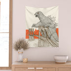 Godzilla vs. the Brooklyn Bridge Wall Tapestry Gallery Image 2