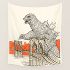 Godzilla vs. the Brooklyn Bridge Wall Tapestry Gallery Image 4
