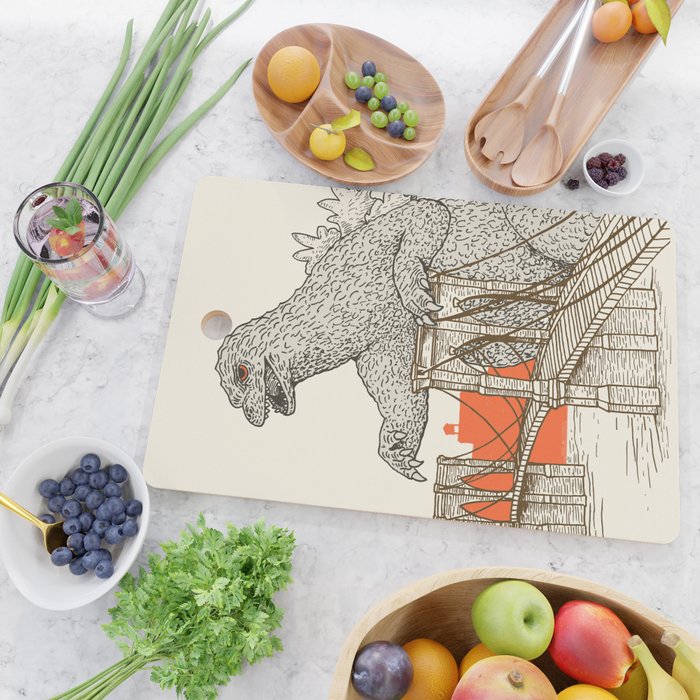 Godzilla vs. the Brooklyn Bridge Cutting Board Gallery Image 2