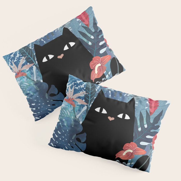 Popoki in Blue Pillow Sham Gallery Image 3