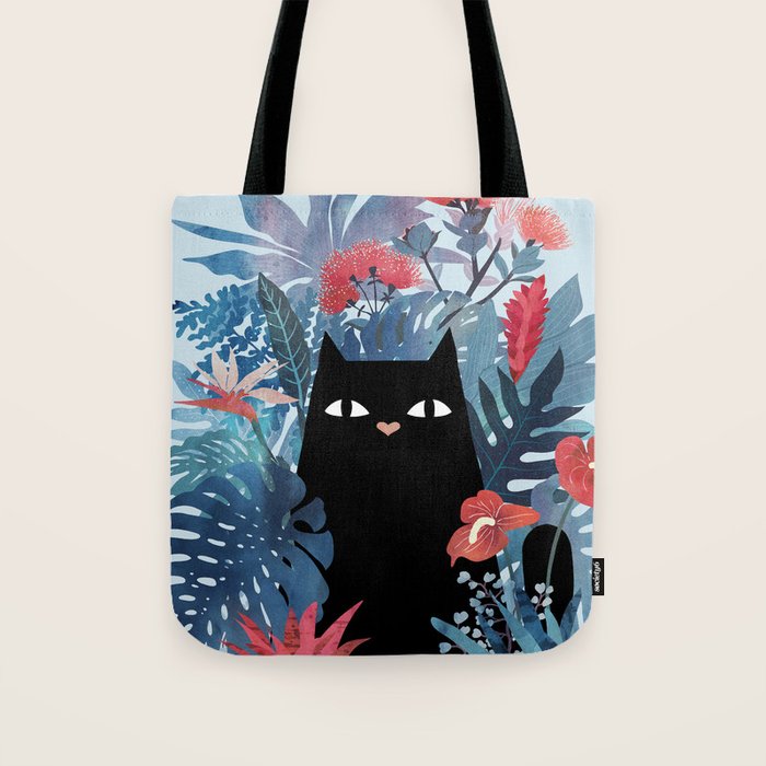 Popoki in Blue Tote Bag Gallery Image 1