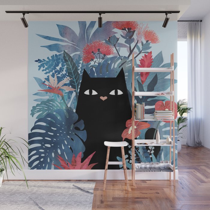 Popoki in Blue Wall Mural Gallery Image 1