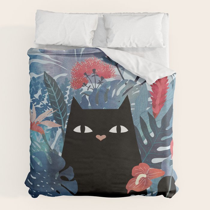 Popoki in Blue Duvet Cover Gallery Image 2