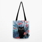 Popoki in Blue Tote Bag Gallery Image 2