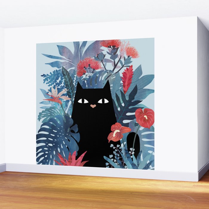 Popoki in Blue Wall Mural Gallery Image 2