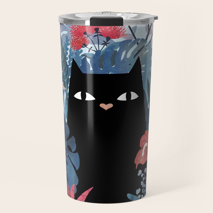 Popoki in Blue Travel Mug Gallery Image 1