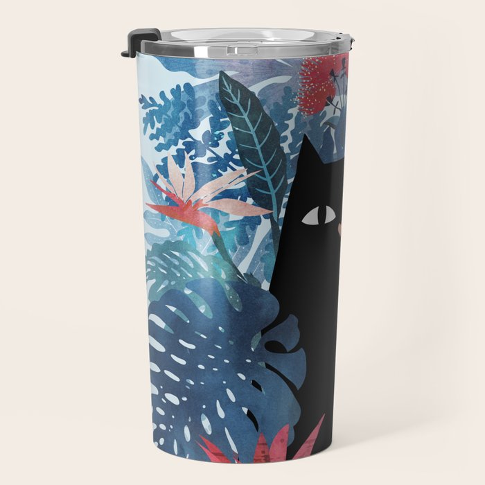 Popoki in Blue Travel Mug Gallery Image 3