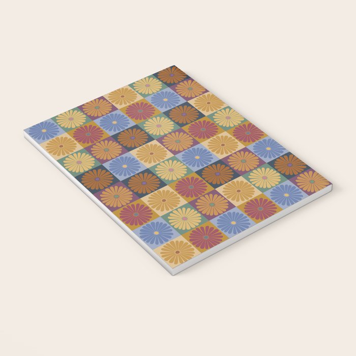 Retro Flowers Check Pattern XII Notebook Gallery Image 3