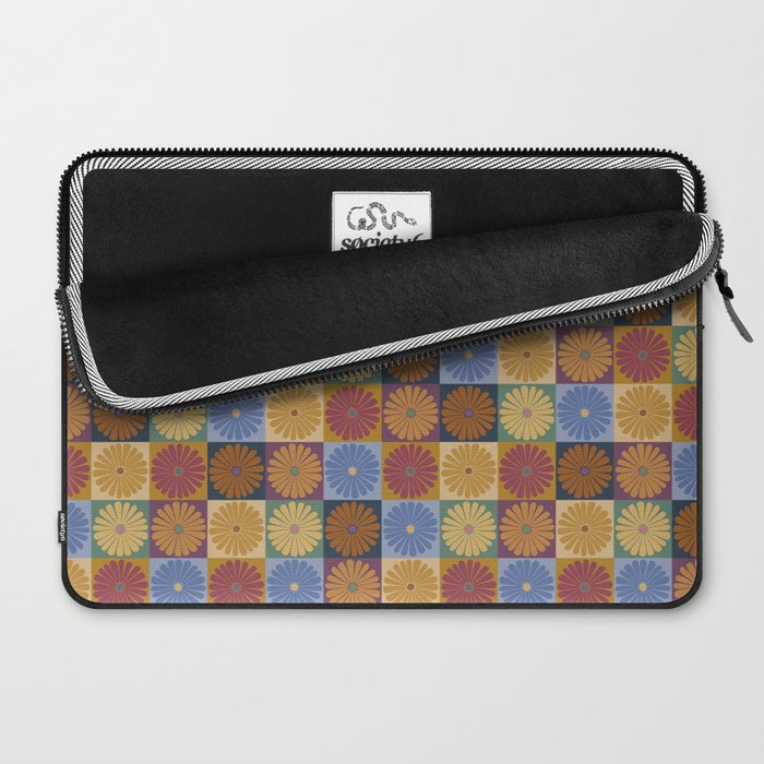 Retro Flowers Check Pattern XII Laptop Sleeve Gallery Image 2