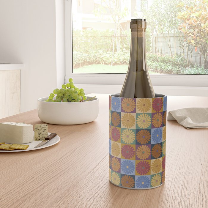 Retro Flowers Check Pattern XII Wine Chiller Gallery Image 4