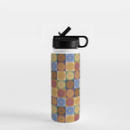 Retro Flowers Check Pattern XII Water Bottle Gallery Image 1