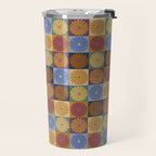 Retro Flowers Check Pattern XII Travel Mug Gallery Image 2