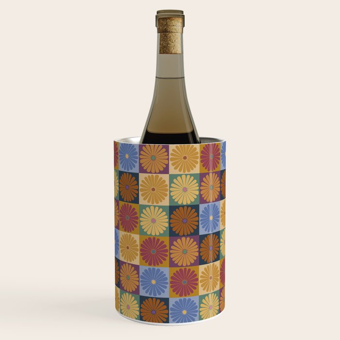 Retro Flowers Check Pattern XII Wine Chiller Gallery Image 1