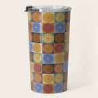 Retro Flowers Check Pattern XII Travel Mug Gallery Image 3