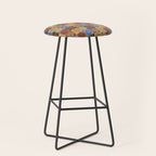 Retro Flowers Check Pattern XII Stool Gallery Image 1