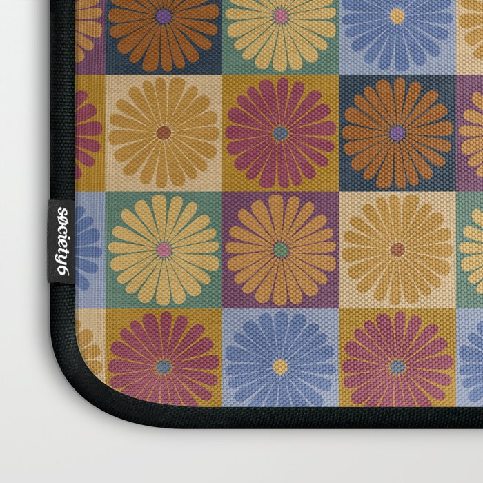Retro Flowers Check Pattern XII Laptop Sleeve Gallery Image 3